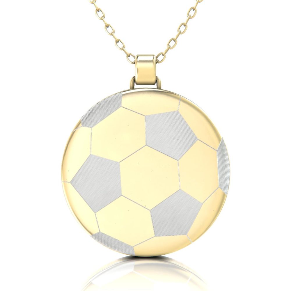 Soccer-Fussball-Kette-mit-Gravur-Anhaenger-in-Silber-23K-Gelbgold-vergoldet